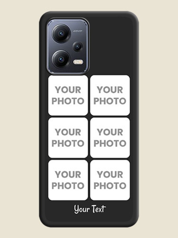 Custom Floral Art with 6 Image Holder on Photo on Space Black Soft Matte Mobile Case - Poco X5 5G - alternate view