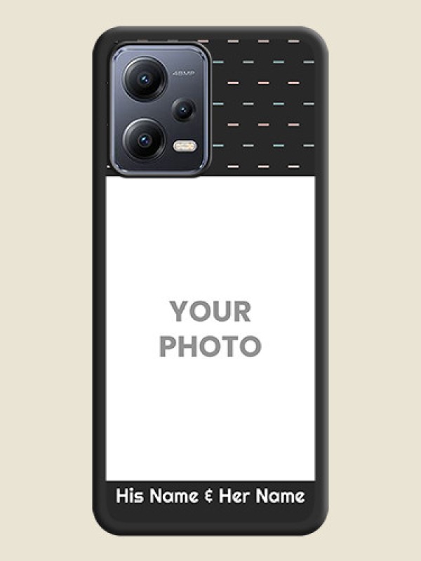 Custom Line Pattern Design with Text on Space Black Custom Soft Matte Phone Back Cover - Poco X5 5G - alternate view