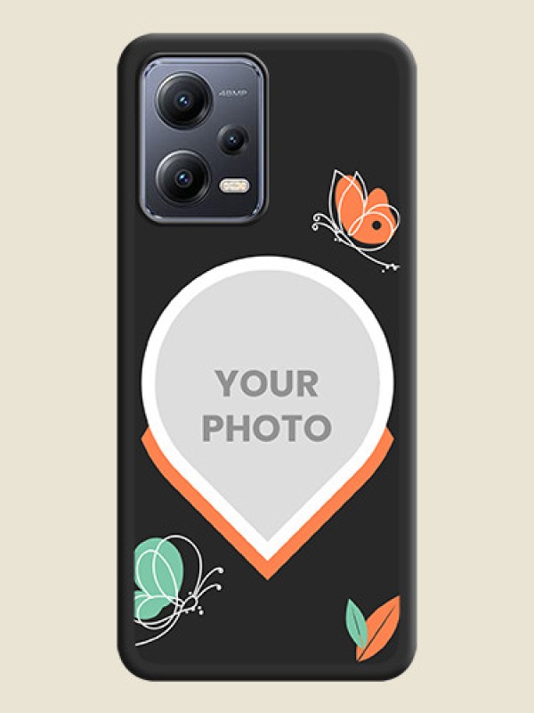 Custom Upload Pic With Simple Butterly Design On Space Black Personalized Soft Matte Phone Covers -Poco X5 5G - alternate view