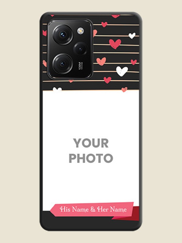 Custom Love Pattern with Name on Pink Ribbon  - Photo on Space Black Soft Matte Back Cover -Poco X5 Pro 5G - alternate view