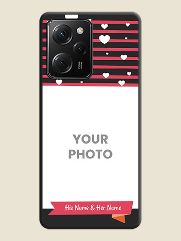 Custom White Color Love Symbols with Pink Lines Pattern on Space Black Custom Soft Matte Phone Cases -Poco X5 Pro 5G - alternate view