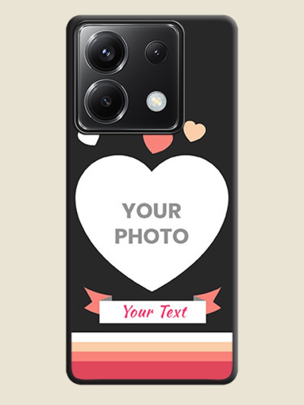 Custom Love Shaped Photo with Colorful Stripes on Personalised Space Black Soft Matte Cases - Poco X6 5G - alternate view