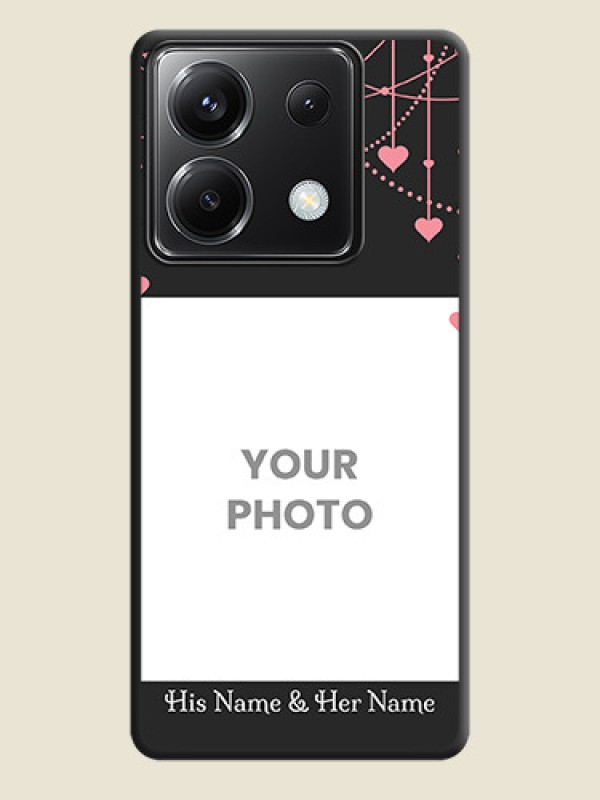 Custom Pink Love Hangings with Text on Space Black Custom Soft Matte Back Cover - Poco X6 5G - alternate view