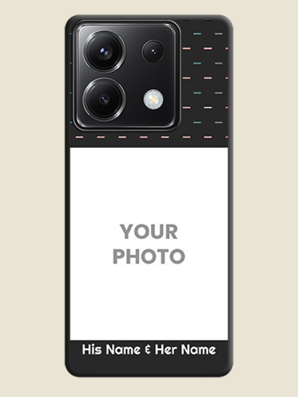 Custom Line Pattern Design with Text on Space Black Custom Soft Matte Phone Back Cover - Poco X6 5G - alternate view