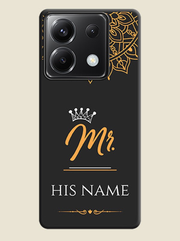 Custom Mr Name with Floral Design on Personalised Space Black Soft Matte Cases - Poco X6 5G - alternate view
