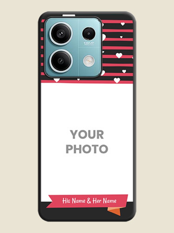 Custom White Color Love Symbols with Pink Lines Pattern on Space Black Custom Soft Matte Phone Cases - Poco X6 Neo 5G - alternate view