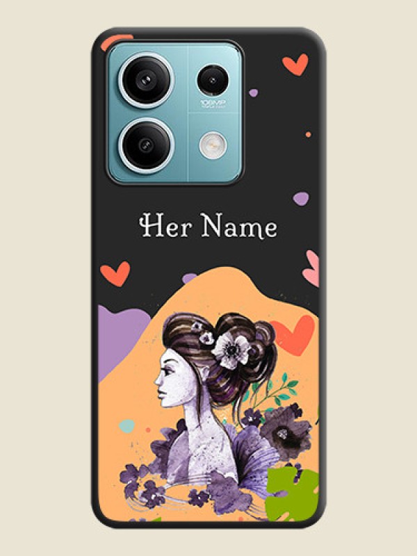 Custom Namecase For Her With Fancy Lady Image On Space Black Personalized Soft Matte Phone Covers - Poco X6 Neo 5G - alternate view
