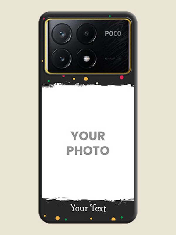 Custom Multicolor Dotted Pattern with Text on Space Black Custom Soft Matte Phone Back Cover - Poco X6 Pro 5G - alternate view