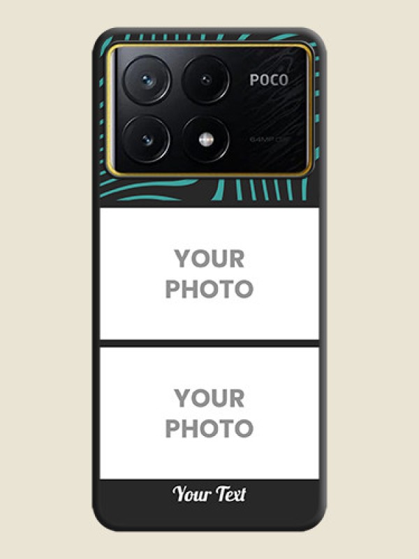 Custom Wave Pattern with 2 Image Holder on Space Black Personalized Soft Matte Phone Covers - Poco X6 Pro 5G - alternate view
