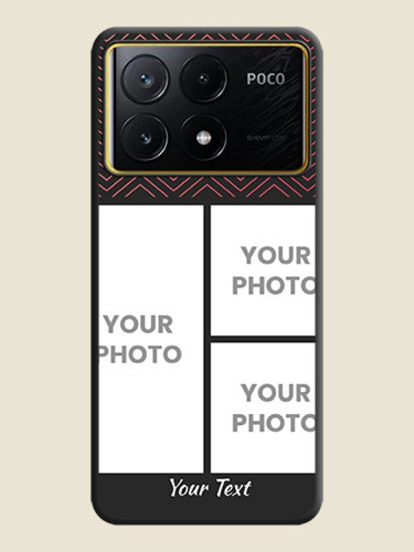 Custom Wave Pattern with 3 Image Holder on Space Black Custom Soft Matte Back Cover - Poco X6 Pro 5G - alternate view