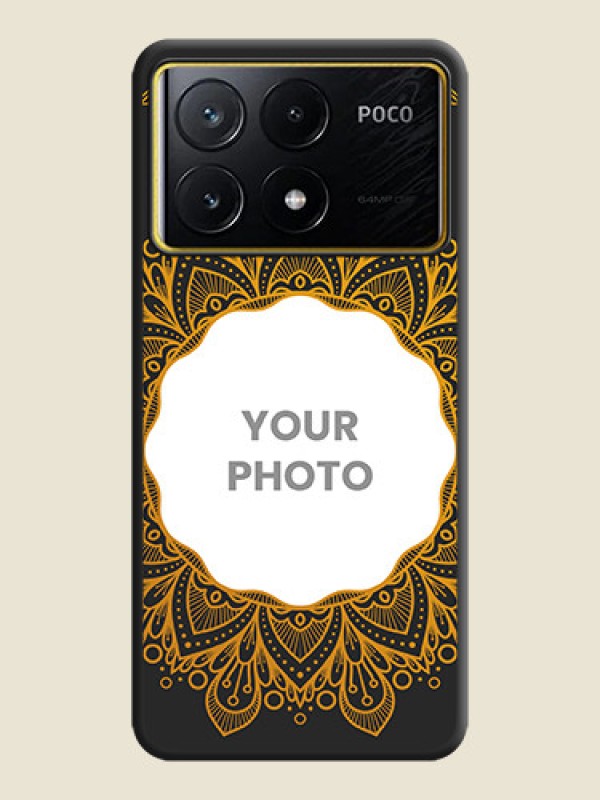 Custom Round Image with Floral Design - Photo on Space Black Soft Matte Mobile Cover - Poco X6 Pro 5G - alternate view
