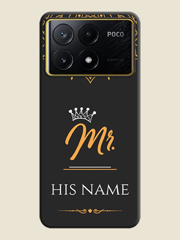Custom Mr Name with Floral Design on Personalised Space Black Soft Matte Cases - Poco X6 Pro 5G - alternate view