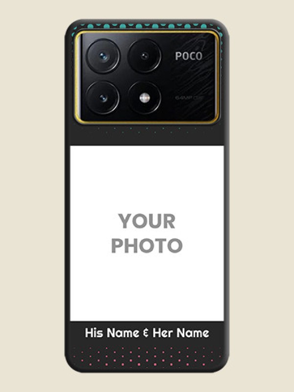 Custom Faded Dots with Grunge Photo Frame and Text on Space Black Custom Soft Matte Phone Cases - Poco X6 Pro 5G - alternate view