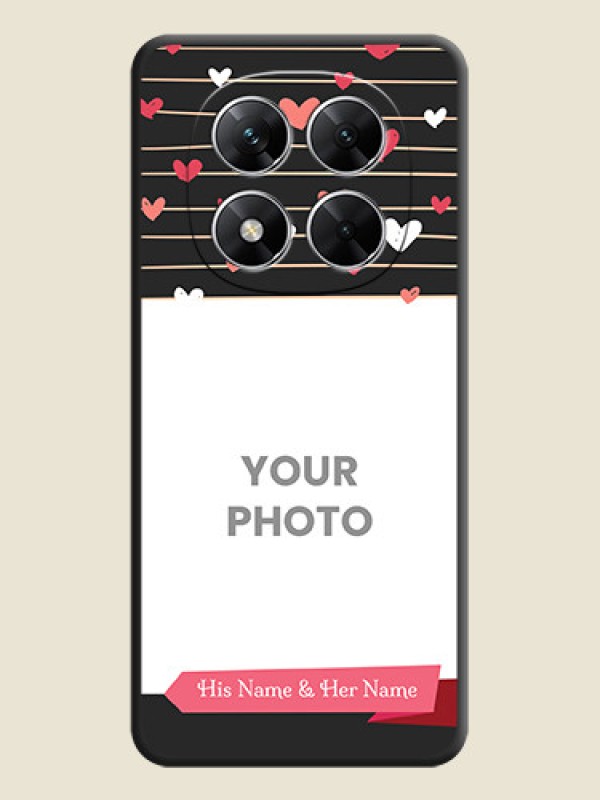 Custom Love Pattern with Name on Pink Ribbon on Photo On Space Black Custom Soft Matte Mobile Back Cover - Poco X7 5G