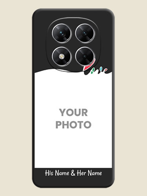 Custom Fall in Love Pattern with Picture on Photo On Space Black Custom Soft Matte Mobile Back Cover - Poco X7 5G