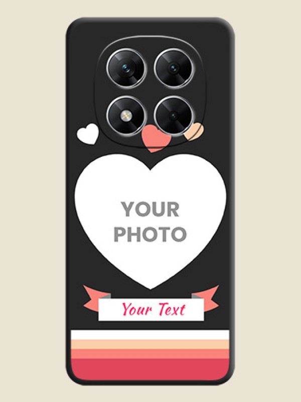 Custom Love Shaped Photo with Colorful Stripes On Space Black Custom Soft Matte Mobile Back Cover - Poco X7 5G