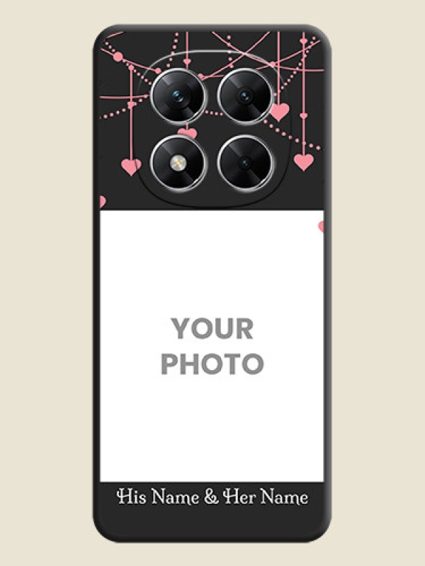 Custom Pink Love Hangings with Text On Space Black Custom Soft Matte Mobile Back Cover - Poco X7 5G