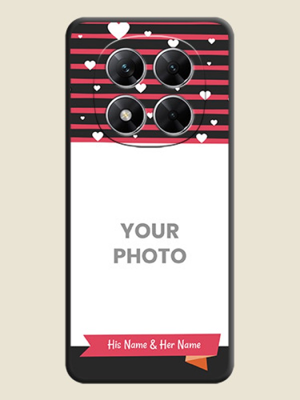 Custom White Color Love Symbols with Pink Lines Pattern On Space Black Custom Soft Matte Mobile Back Cover - Poco X7 5G