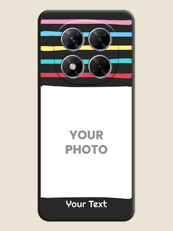 Custom Multicolor Lines with Image On Space Black Custom Soft Matte Mobile Back Cover - Poco X7 5G