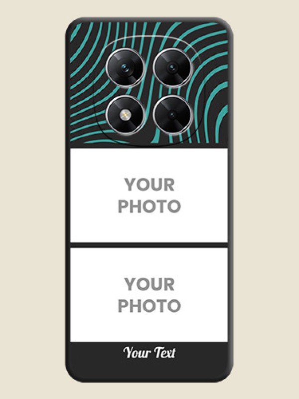 Custom Wave Pattern with 2 Image Holder On Space Black Custom Soft Matte Mobile Back Cover - Poco X7 5G