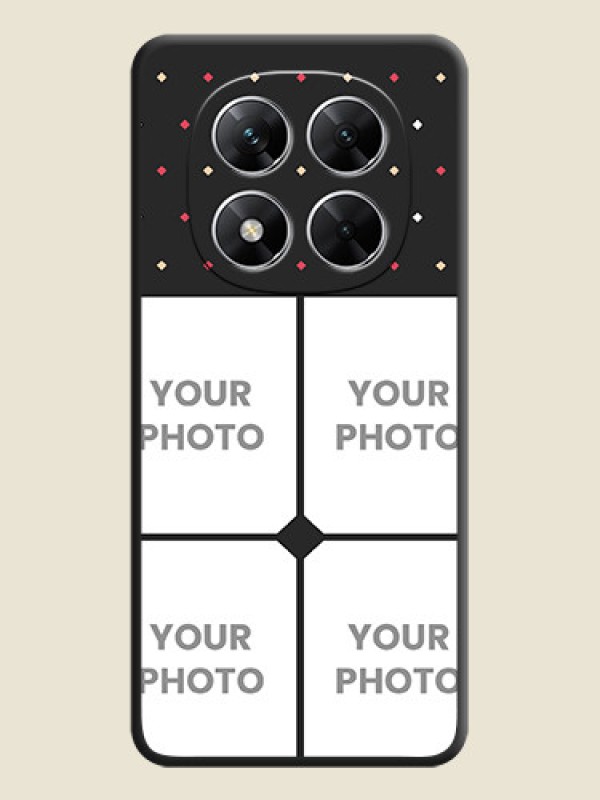 Custom Multicolor Dotted Pattern with 4 Image Holder On Space Black Custom Soft Matte Mobile Back Cover - Poco X7 5G