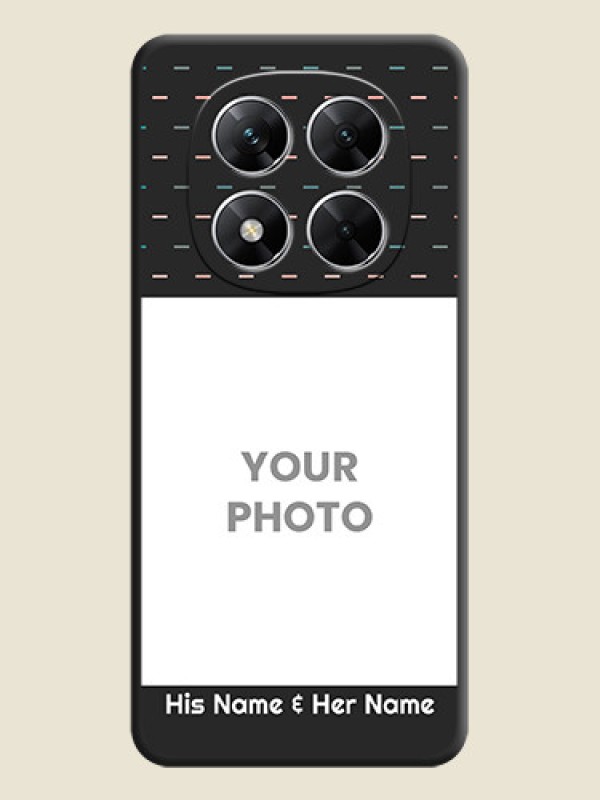 Custom Line Pattern Design with Text On Space Black Custom Soft Matte Mobile Back Cover - Poco X7 5G