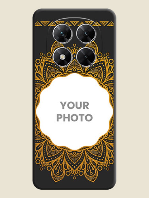 Custom Round Image with Floral Design On Space Black Custom Soft Matte Mobile Back Cover - Poco X7 5G