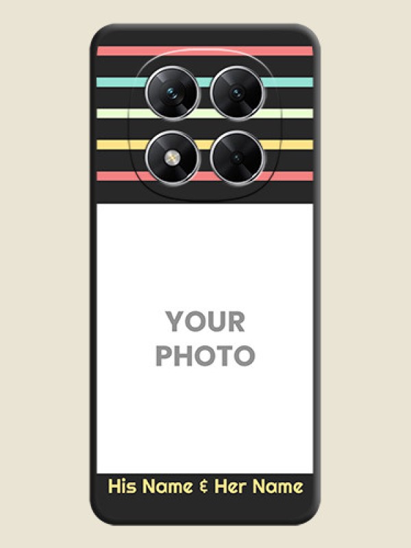 Custom Color Stripes with Photo and Text on Photo On Space Black Custom Soft Matte Mobile Back Cover - Poco X7 5G