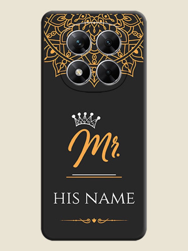 Custom Mr Name with Floral Design On Space Black Custom Soft Matte Mobile Back Cover - Poco X7 5G