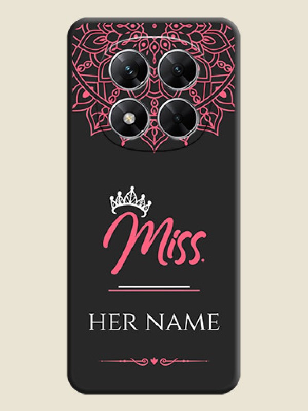 Custom Mrs Name with Floral Design On Space Black Custom Soft Matte Mobile Back Cover - Poco X7 5G