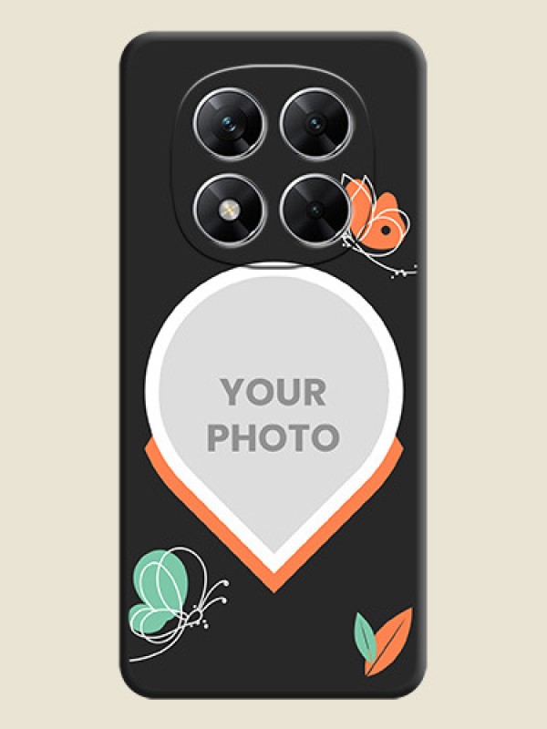 Custom Upload Pic With Simple Butterly Design On Space Black Custom Soft Matte Mobile Back Cover - Poco X7 5G