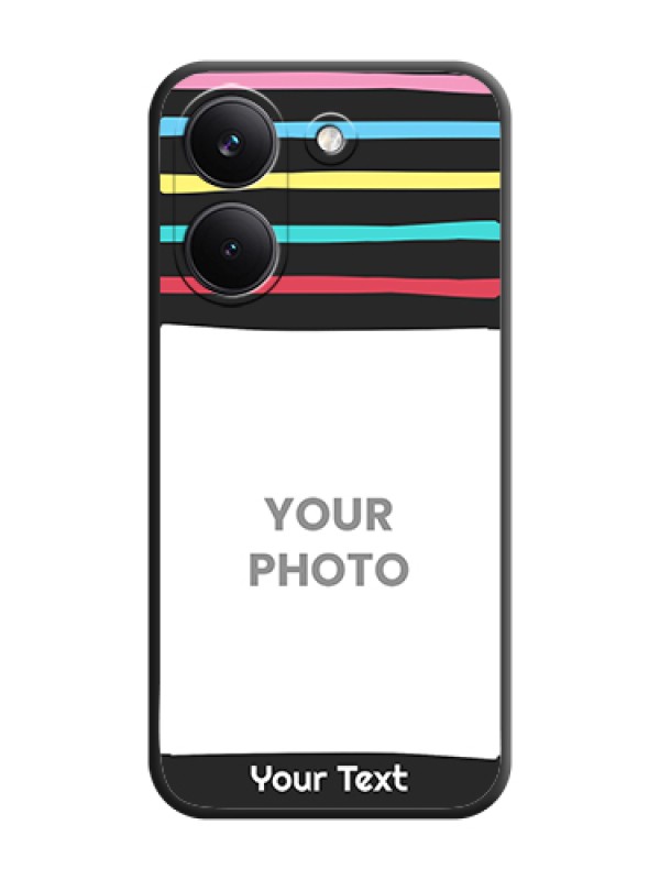 Custom Multicolor Lines with Image On Space Black Custom Soft Matte Mobile Back Cover - Poco X8 Pro 5G - alternate view