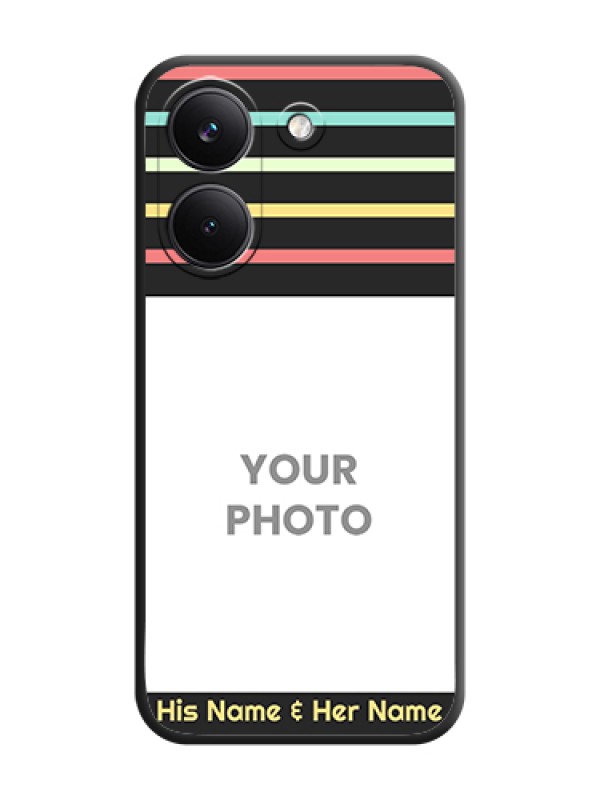 Custom Color Stripes with Photo and Text on Photo On Space Black Custom Soft Matte Mobile Back Cover - Poco X8 Pro 5G - alternate view