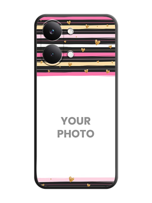 Custom Multicolor Lines and Golden Love Symbols Design on Photo On Space Black Custom Soft Matte Mobile Back Cover - Poco X8 Pro Max 5G - alternate view