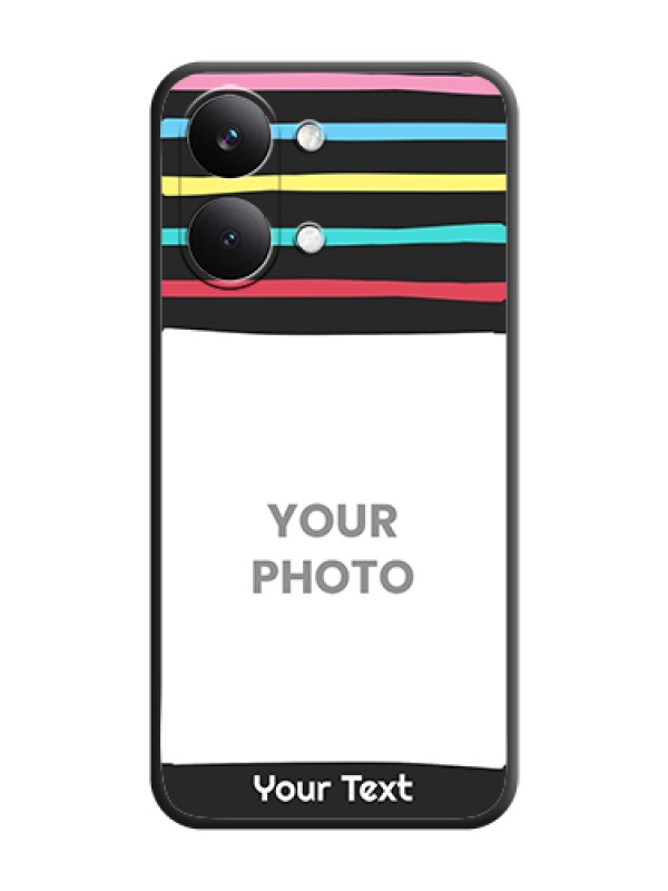 Custom Multicolor Lines with Image On Space Black Custom Soft Matte Mobile Back Cover - Poco X8 Pro Max 5G - alternate view
