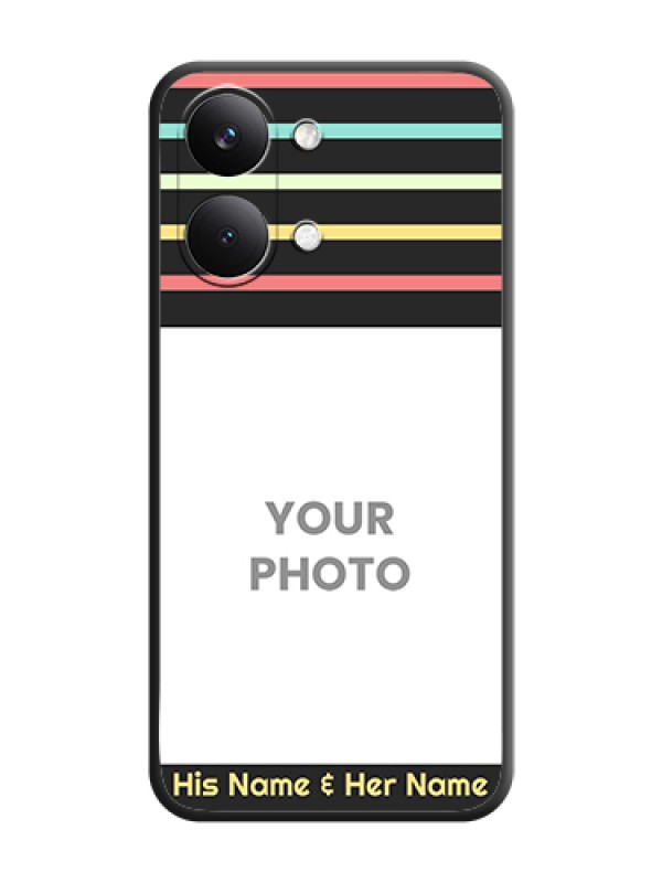 Custom Color Stripes with Photo and Text on Photo On Space Black Custom Soft Matte Mobile Back Cover - Poco X8 Pro Max 5G - alternate view
