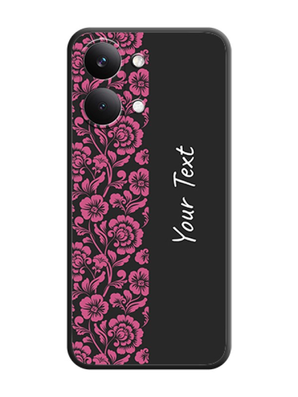Custom Pink Floral Pattern Design With Custom Text On Space Black Custom Soft Matte Mobile Back Cover - Poco X8 Pro Max 5G - alternate view