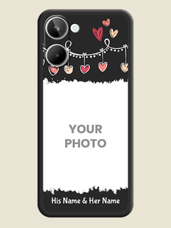 Custom Pink Love Hangings with Name on Space Black Custom Soft Matte Phone Cases - Realme 10 Pro 5G - alternate view
