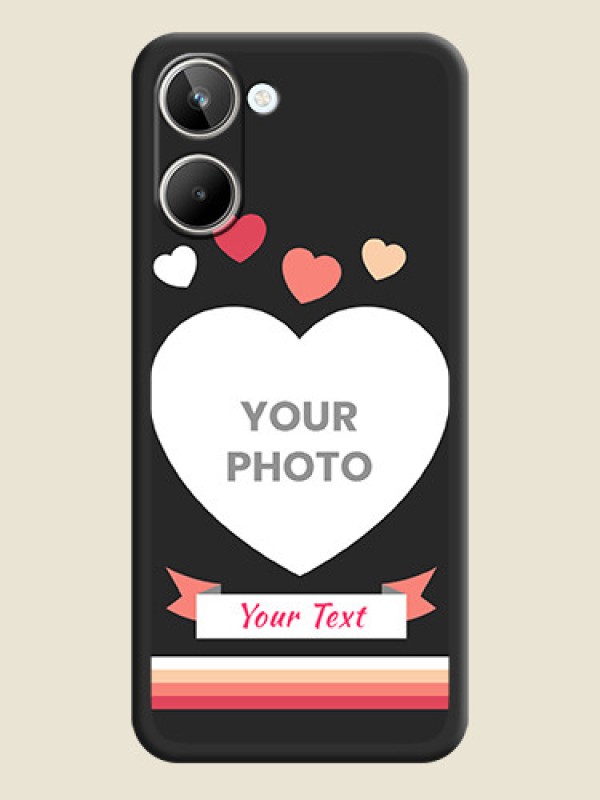 Custom Love Shaped Photo with Colorful Stripes on Personalised Space Black Soft Matte Cases - Realme 10 Pro 5G - alternate view