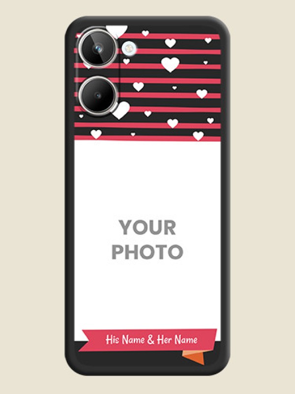 Custom White Color Love Symbols with Pink Lines Pattern on Space Black Custom Soft Matte Phone Cases - Realme 10 Pro 5G - alternate view