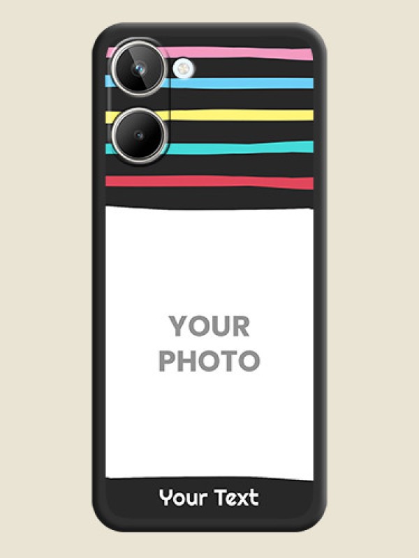 Custom Multicolor Lines with Image on Space Black Personalized Soft Matte Phone Covers - Realme 10 Pro 5G - alternate view