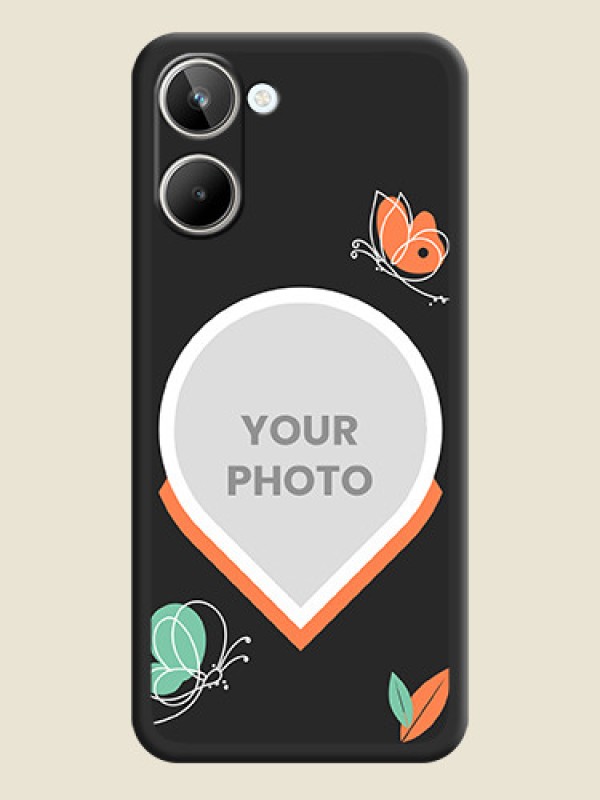 Custom Upload Pic With Simple Butterly Design On Space Black Personalized Soft Matte Phone Covers -Realme 10 Pro 5G - alternate view