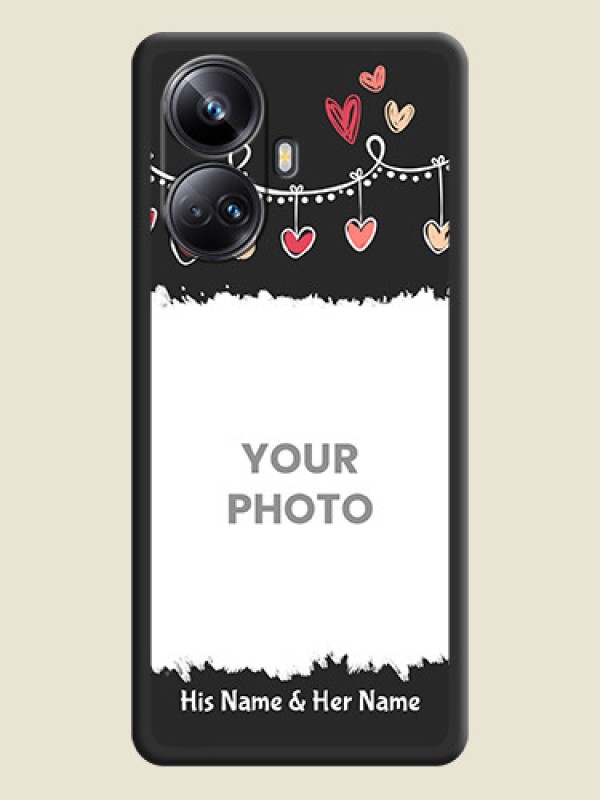 Custom Pink Love Hangings with Name on Space Black Custom Soft Matte Phone Cases - Realme 10 Pro Plus 5G - alternate view