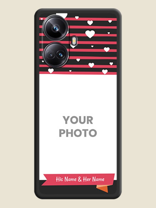 Custom White Color Love Symbols with Pink Lines Pattern on Space Black Custom Soft Matte Phone Cases - Realme 10 Pro Plus 5G - alternate view