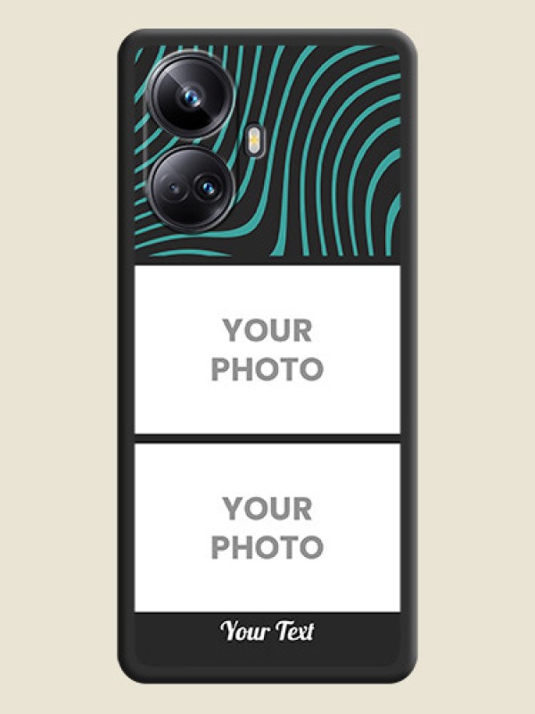 Custom Wave Pattern with 2 Image Holder on Space Black Personalized Soft Matte Phone Covers - Realme 10 Pro Plus 5G - alternate view