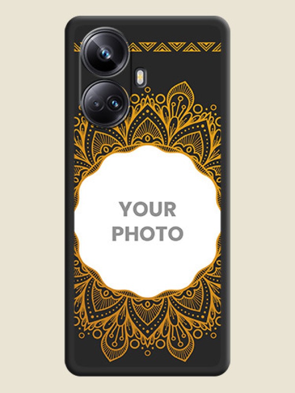 Custom Round Image with Floral Design on Photo on Space Black Soft Matte Mobile Cover - Realme 10 Pro Plus 5G - alternate view