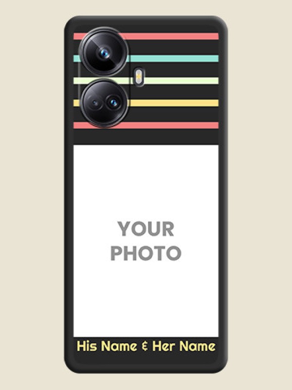 Custom Color Stripes with Photo and Text on Photo on Space Black Soft Matte Mobile Case - Realme 10 Pro Plus 5G - alternate view