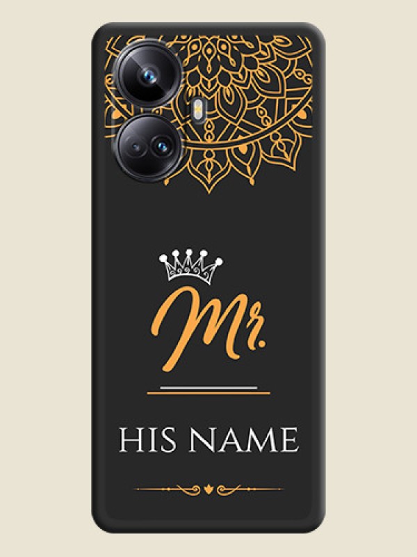 Custom Mr Name with Floral Design  on Personalised Space Black Soft Matte Cases - Realme 10 Pro Plus 5G - alternate view