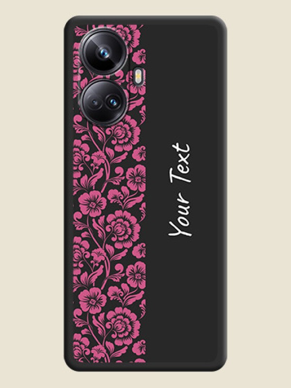 Custom Pink Floral Pattern Design With Custom Text On Space Black Personalized Soft Matte Phone Covers -Realme 10 Pro Plus 5G - alternate view