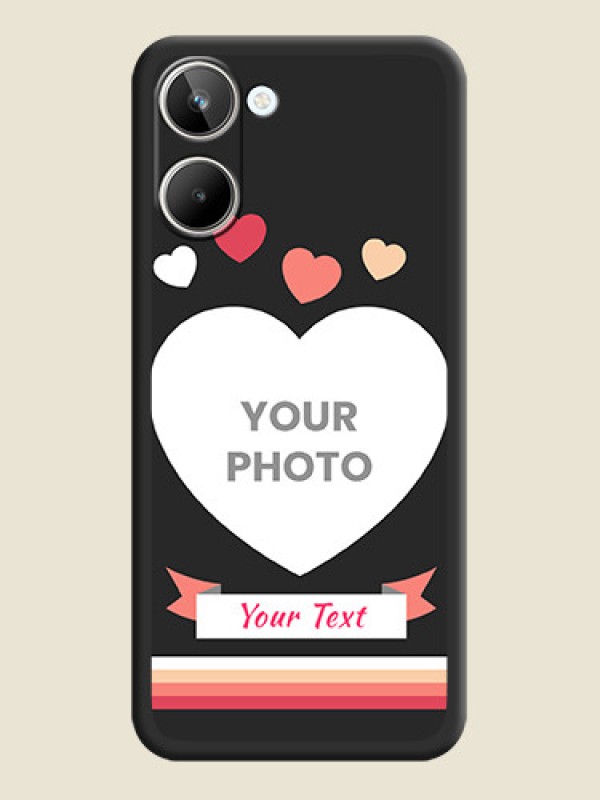 Custom Love Shaped Photo with Colorful Stripes on Personalised Space Black Soft Matte Cases - Realme 10 - alternate view